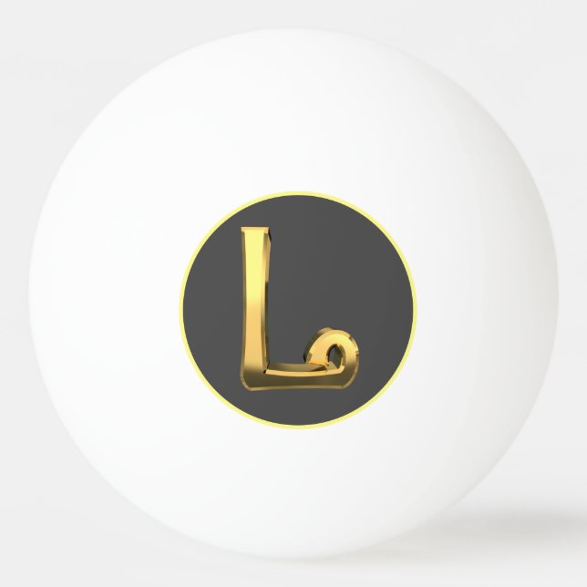 Personalisierter Goldener Buchstabe L Tischtennisball (Vorderseite)