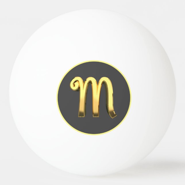 Personalisierter Goldener Buchstabe m Tischtennisball (Vorderseite)