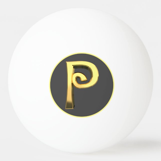 Personalisierter Goldener Buchstabe P Tischtennisball (Vorderseite)