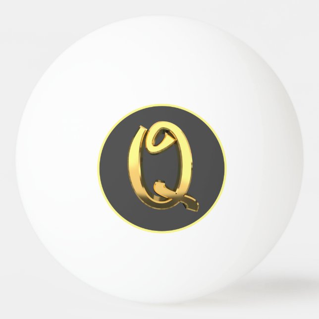 Personalisierter Goldener Buchstabe Q Tischtennisball (Vorderseite)