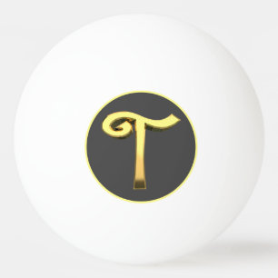 Personalisierter Goldener Buchstabe T Tischtennisball