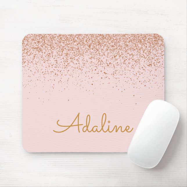 Personalisierter goldener Glitter-Monogramm-Name Mousepad (Mit Mouse)