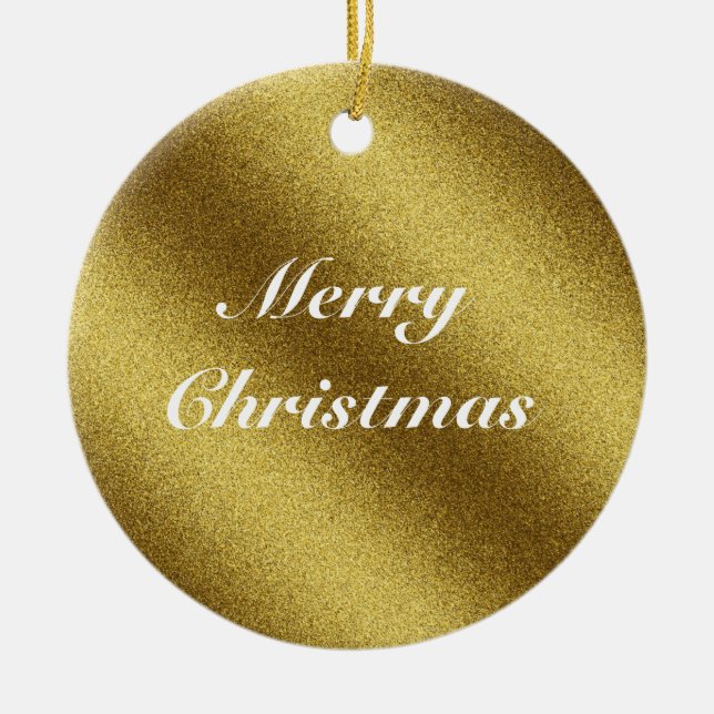 Personalisierter Goldener Glitzer Weihnachten Keramik Ornament (Vorne)
