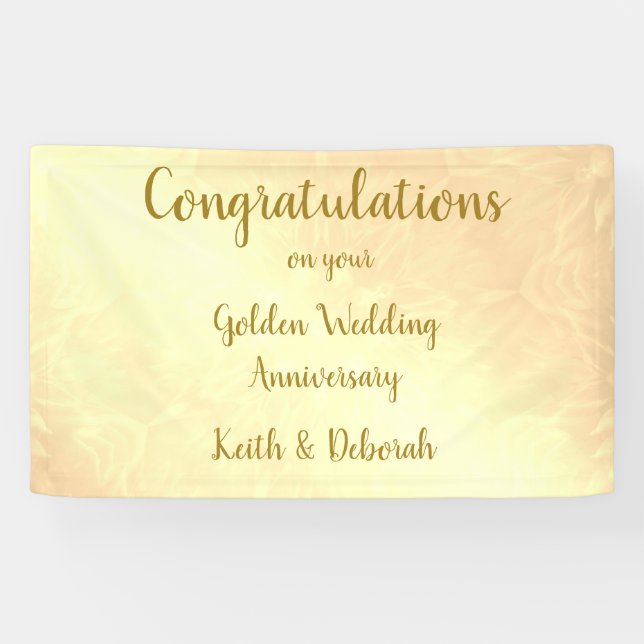 Personalisierter Goldener Hochzeitstag Banner (Horizontal)