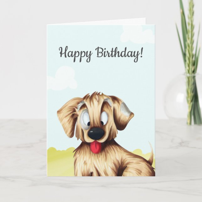 Personalisierter Goldener Retriever Cartoon Geburt Karte (Vorderseite)