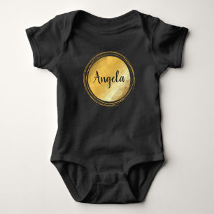 Personalisierter, goldfarbener, schwarzer Babyanzu Baby Strampler