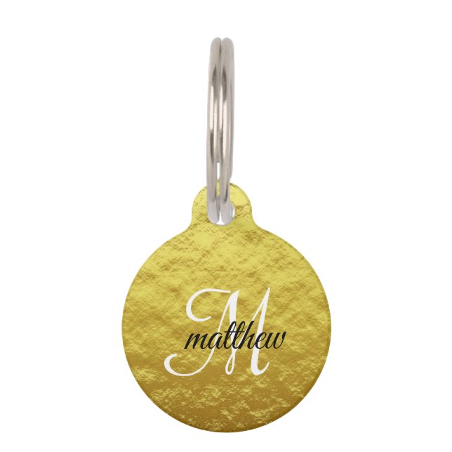 Personalisierter Goldmonogramm-Name Haustiermarke (Vorderseite)