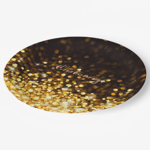 Personalisierter Goldsparkle Pappteller