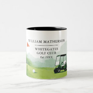 Personalisierter Golf Buggy Club Name Zweifarbige Tasse