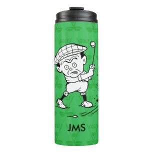 Personalisierter Golf-Cartoon-Golfer Thermosbecher