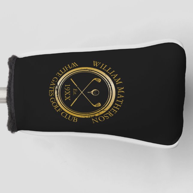 Personalisierter Golf Club Name Custom Gold und Bl Golf Headcover (Vorderseite)