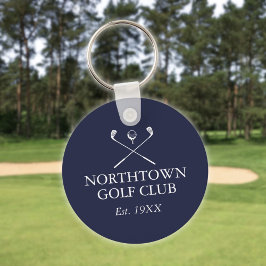 Personalisierter Golf Club Name Navy Blue Schlüsselanhänger
