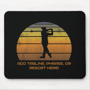 Personalisierter Golf-Fan Golf Retro-Sonnenunterga Mousepad