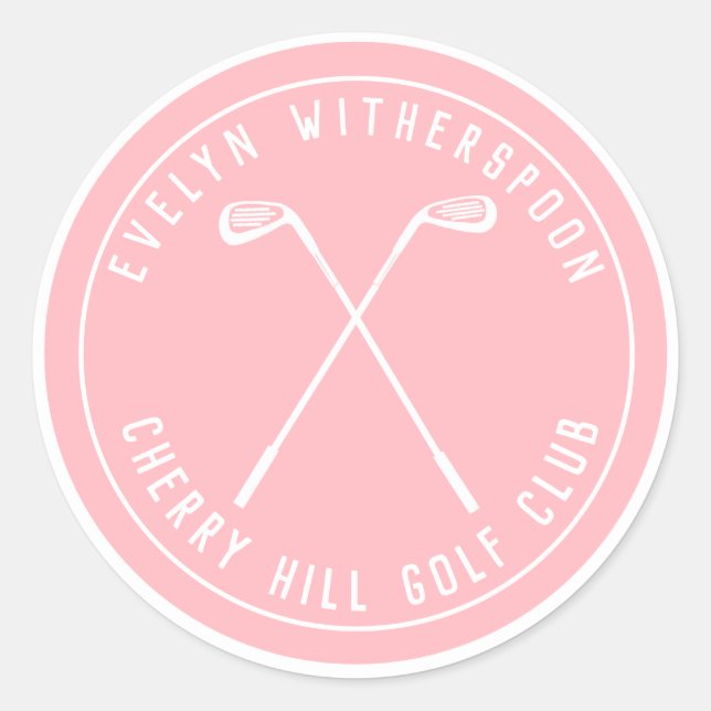 Personalisierter Golf-Rosa-Schlüsselanhänger Runder Aufkleber (Vorderseite)