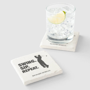 Personalisierter Golf Swing Sip Wiederholung Steinuntersetzer