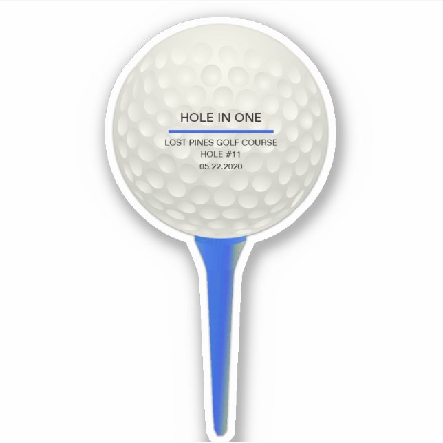 Personalisierter Golfball auf blauem T-Shirt Aufkleber (Vorderseite)