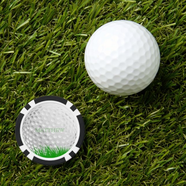 Personalisierter Golfball in Grass Marker Pokerchips (Goldmontage-Clips)