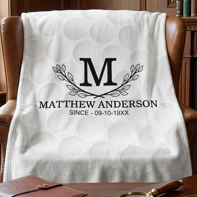 Personalisierter Golfball-Mustername Monogramm Alt Fleecedecke (Von Creator hochgeladen)