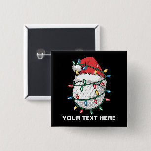 Personalisierter Golfball-Santa-Hut Weihnachtsbele Button