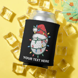 Personalisierter Golfball-Santa-Hut Weihnachtsbele Dosenkühler