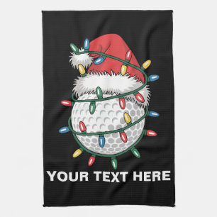 Personalisierter Golfball-Santa-Hut Weihnachtsbele Geschirrtuch