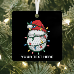 Personalisierter Golfball-Santa-Hut Weihnachtsbele Ornament Aus Metall