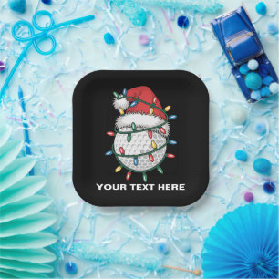 Personalisierter Golfball-Santa-Hut Weihnachtsbele Pappteller