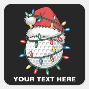 Personalisierter Golfball-Santa-Hut Weihnachtsbele Quadratischer Aufkleber