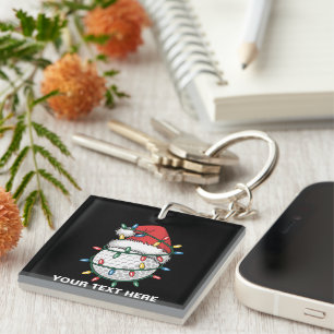 Personalisierter Golfball-Santa-Hut Weihnachtsbele Schlüsselanhänger