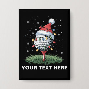Personalisierter Golfball-Weihnachtsbaum-Santa-Hut Button