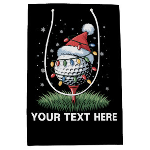 Personalisierter Golfball-Weihnachtsbaum-Santa-Hut Mittlere Geschenktüte
