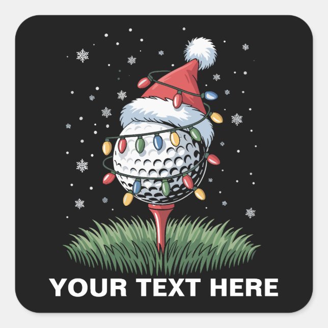 Personalisierter Golfball-Weihnachtsbaum-Santa-Hut Quadratischer Aufkleber (Vorderseite)
