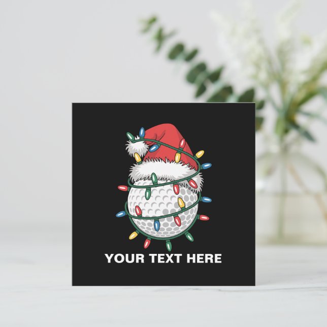 Personalisierter Golfball Weihnachtsmannmütze Weih Feiertagskarte (Stehend Vorderseite)
