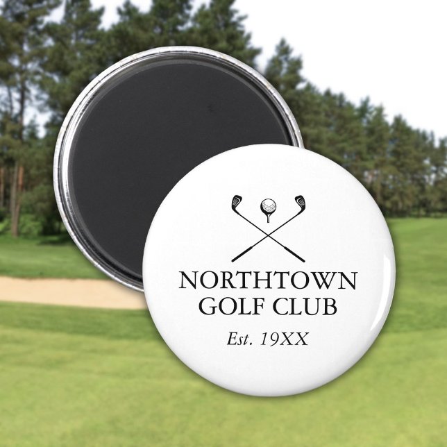 Personalisierter Golfclub Name Black and White Magnet (Personalized Golf Club Name Black And White Magnet)