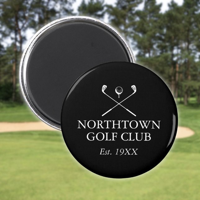 Personalisierter Golfclub Name Black and White Magnet (Personalized Golf Club Name Black And White Magnet)