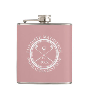 Personalisierter Golfclub-Name Dusty Rose Pink Flachmann