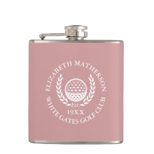 Personalisierter Golfclub-Name Dusty Rose Pink Flachmann