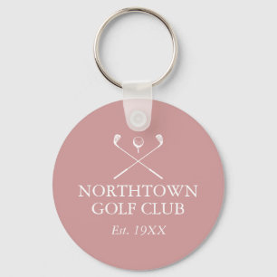 Personalisierter Golfclub-Name Dusty Rose Pink Schlüsselanhänger