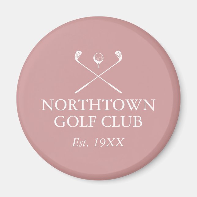 Personalisierter Golfclub Name Dusty Rose Rosa Magnet (Vorne)