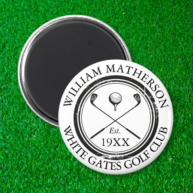 Personalisierter Golfclub Name Golf Retro Briefmar Magnet (Von Creator hochgeladen)