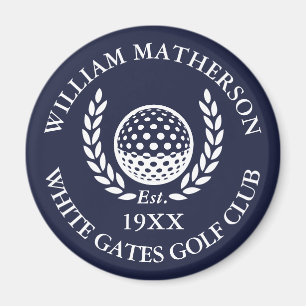 Personalisierter Golfclub-Name Navy Blau Magnet