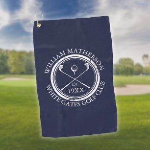 Personalisierter Golfclub-Name Navyblau Golfhandtuch