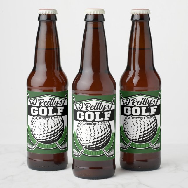 Personalisierter Golfer Player Pro Golf Country Cl Bierflaschenetikett (Flaschen)