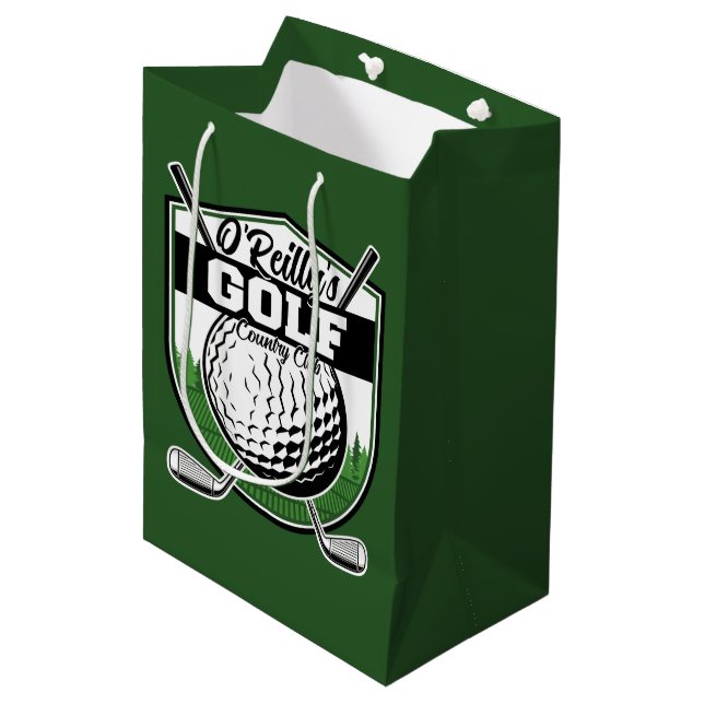 Personalisierter Golfer Player Pro Golf Country Cl Mittlere Geschenktüte (Vorderseite Schrägansicht)