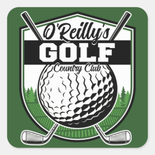 Personalisierter Golfer Player Pro Golf Country Cl Quadratischer Aufkleber