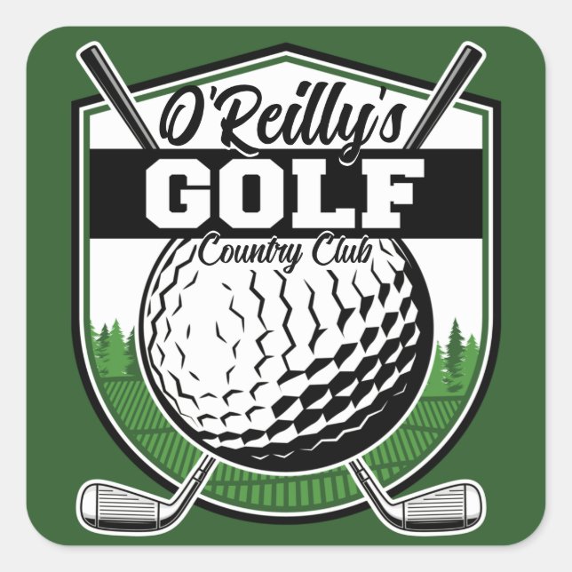 Personalisierter Golfer Player Pro Golf Country Cl Quadratischer Aufkleber (Vorderseite)
