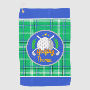 Personalisierter Golfgrün-Kariert Golfhandtuch