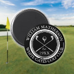 Personalisierter Golfklub Name Golf Alter Briefmar Magnet<br><div class="desc">Mit klassischen Crosser-Clubs,  Golfball-Design und altertümlicher Briefmarke sind diese Magnete ideal für alle Golfclubs und Clubmitglieder. Personalisieren Sie Ihren Namen,  den Namen des Clubmitglieds und das Jahr der Gründung des Golfclubs. Entwickelt von Thisisnotme©</div>
