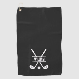 Personalisierter Golfname Monogramm Schwarz Sport Golfhandtuch
