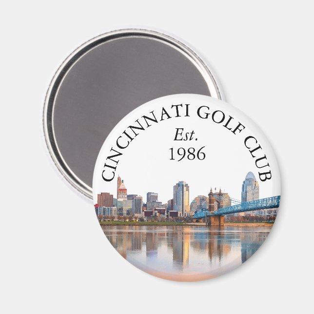 Personalisierter Golfschlägername Cincinnati Skyli Magnet (Vorderseite/Rückseite)